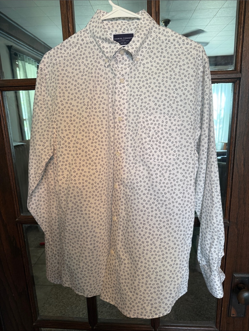Charles Tyrwhitt Mens Slim Fit Non Iron Floral Star Print Button Down Shirt M